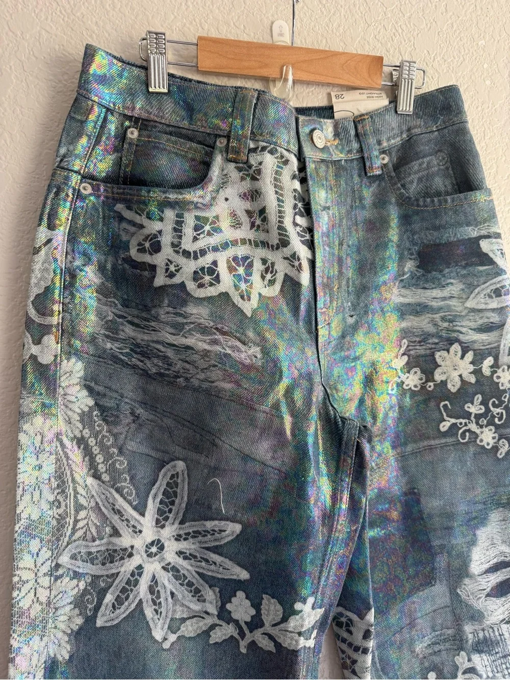 Free People We The Free Tinsley Printed High-Rise Illusions Jeans